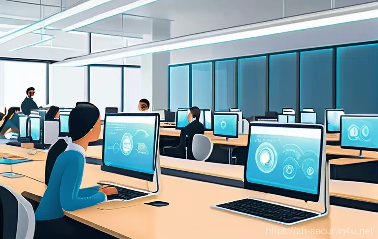 정보보안학 최신 보안 기술 - **Prompt:** A dynamic and visually rich illustration depicting the "Zero Trust Architecture." Show a...