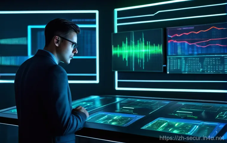 정보보안학 취약점 진단 - **Prompt:** A clean, futuristic cybersecurity control room at night. A diverse, male cybersecurity a...